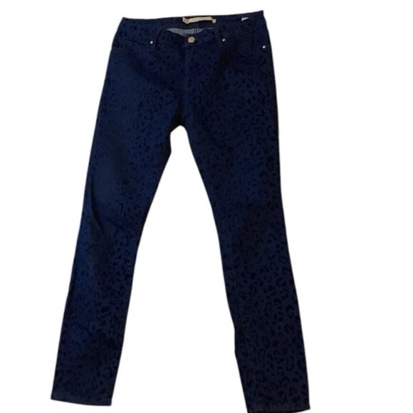 Leana Woman Leopard Print Blue Skinny Jeans Mid Rise Slim Fit Size USA 06 - Picture 1 of 11